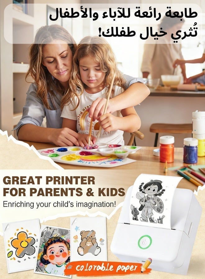 SKT Shiketro Sticker Printer, X6 Mini Printer Bluetooth Inkless Thermal Printer with 14 Rolls Paper, Portable Sticker Maker for iPhone, Label Printer for Notes, DIY, Journal, Gift - Image 2